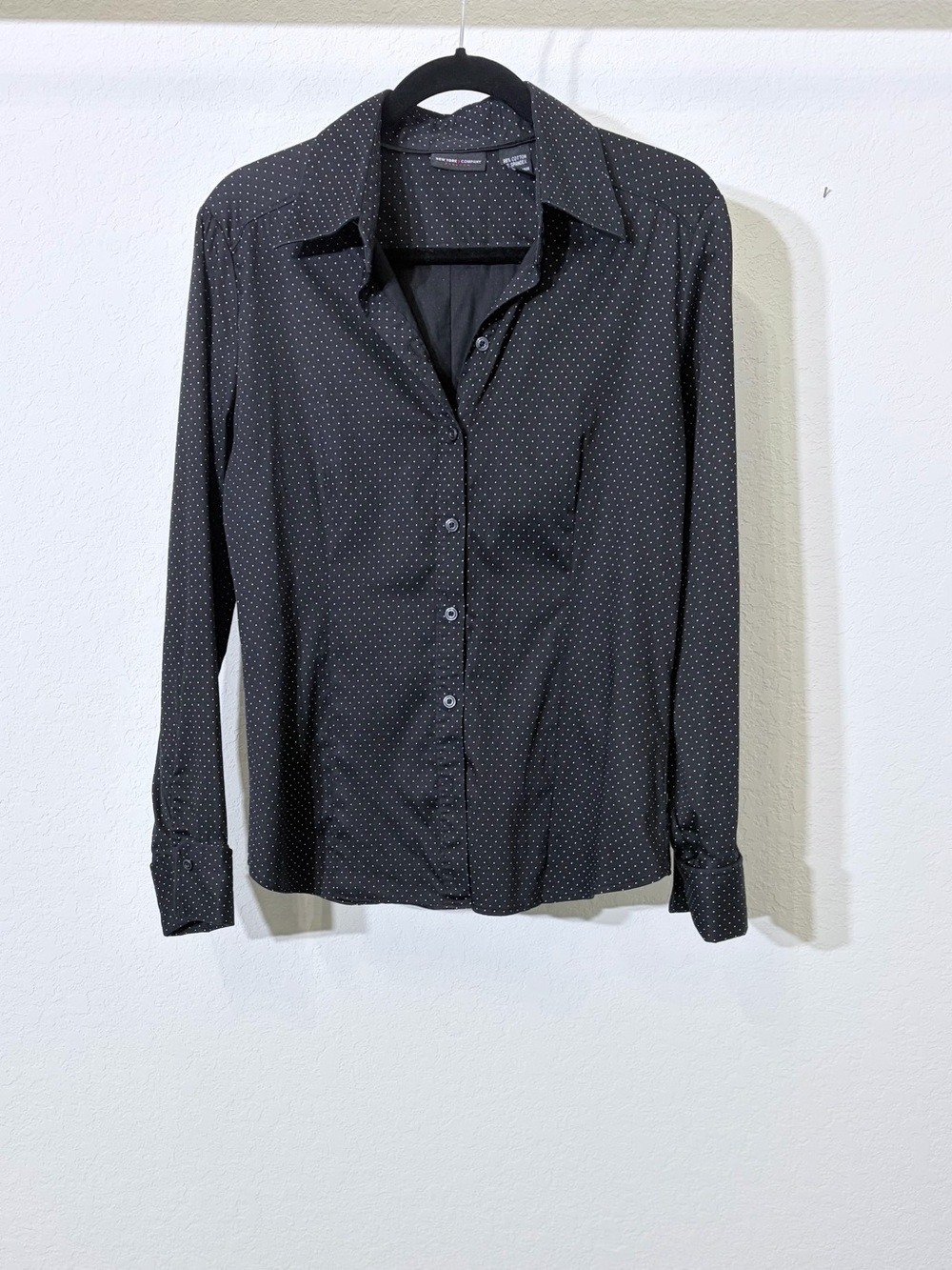 Women Black Dot-Print Long Sleeve Shirt